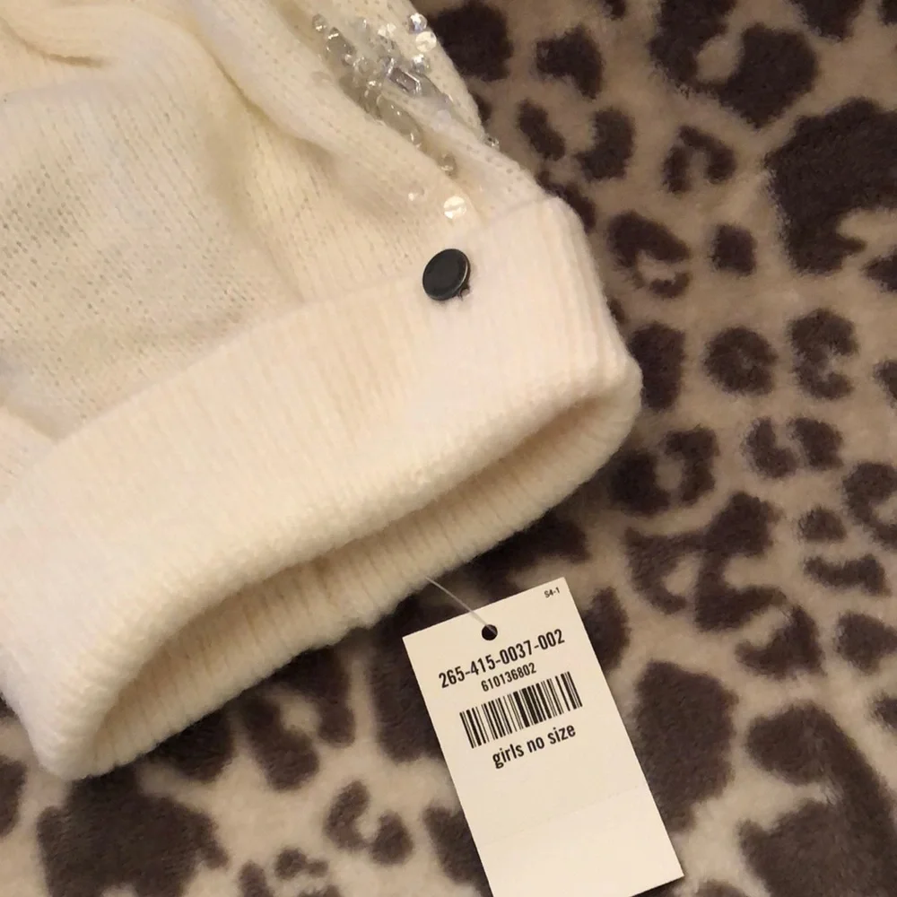 Abercrombie Kids Cream Beanie Hat Jewels One Size